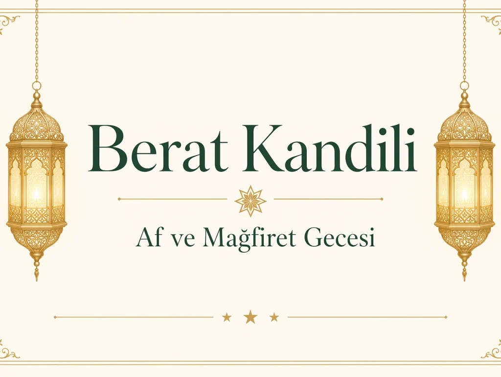 Berat Kandili — hilal, kandil ve açık eller
